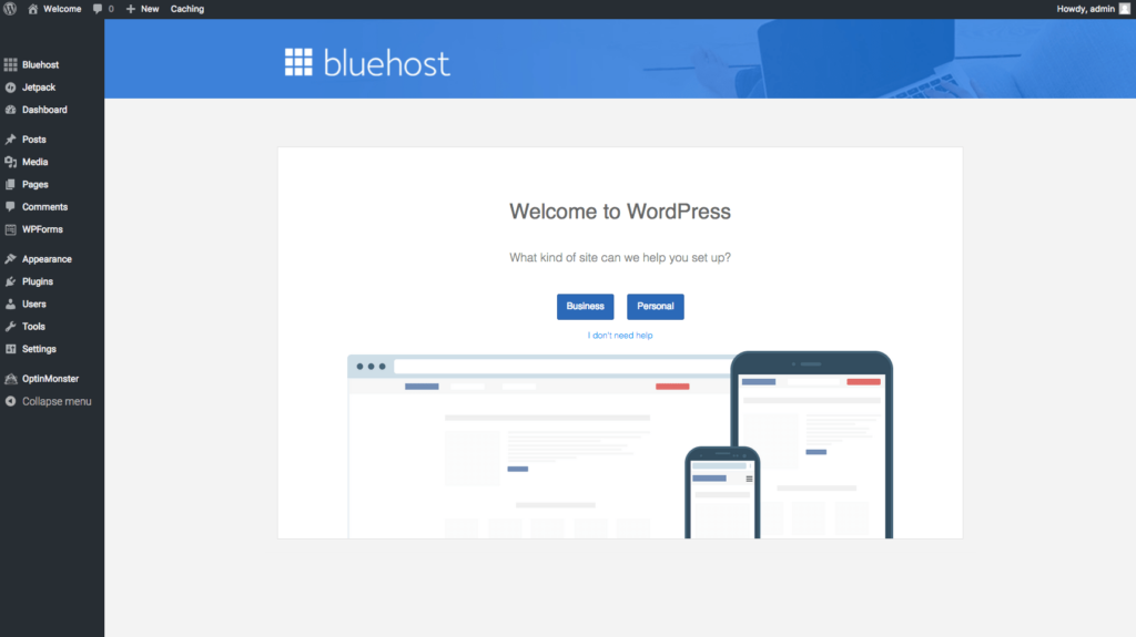 WP Dashboard for Bluehost Blog