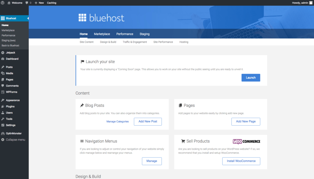 Bluehost Tools on WordPress