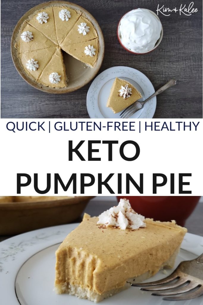 Collage of the Keto Pumpkin Pie and a Slice of It