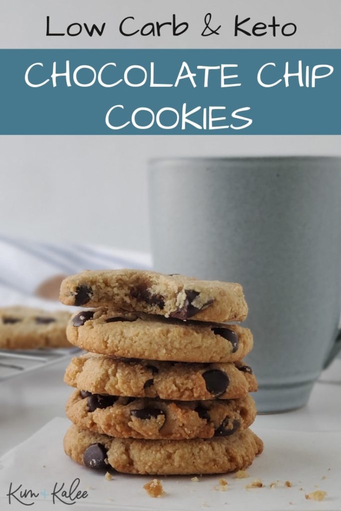 5 Keto Chocolate Chip Cookies Stacked