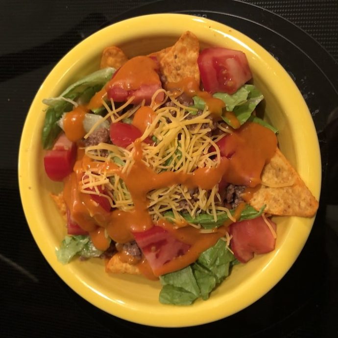 dorito taco salad recipe in a bowl