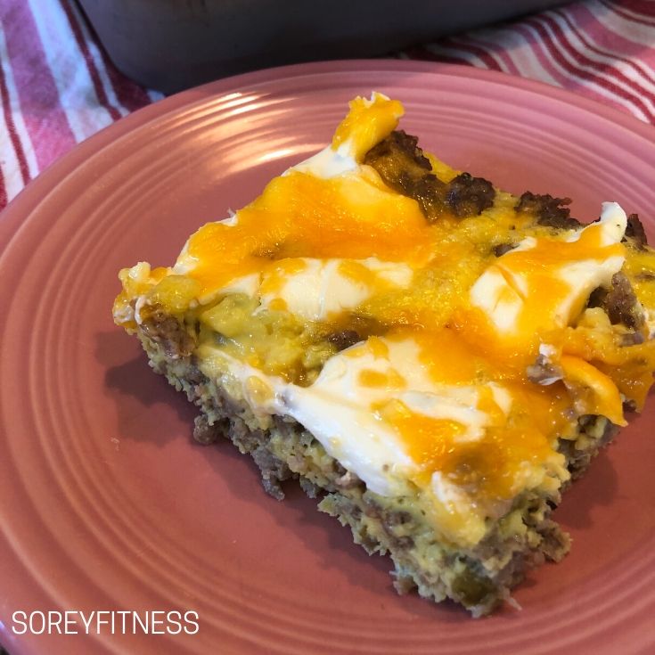 Keto breakfast casserole square