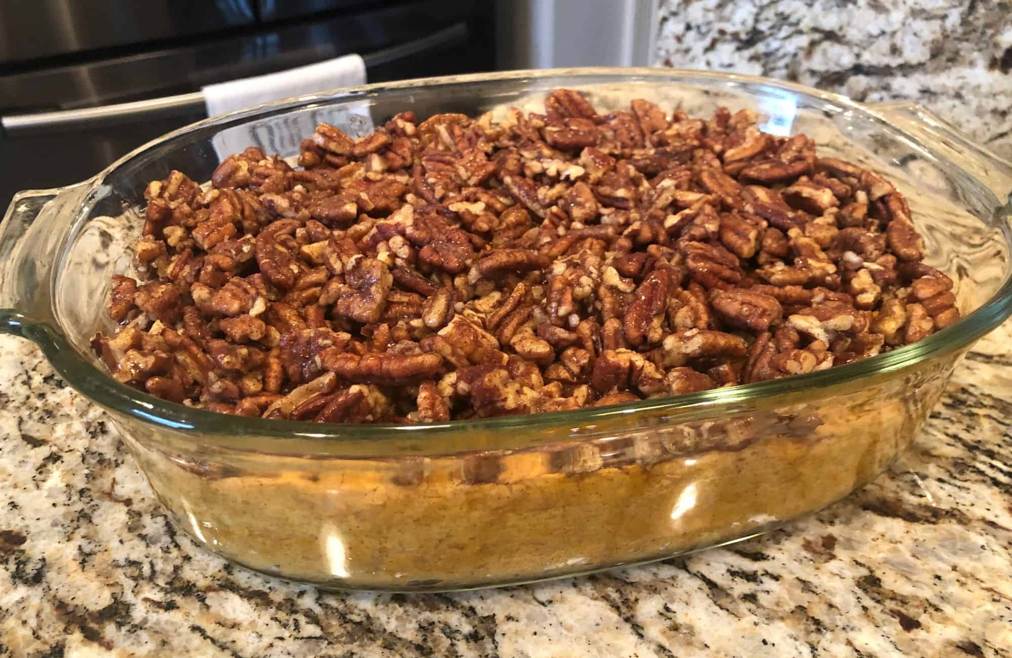 the finished gluten free recipe in a casserole dish