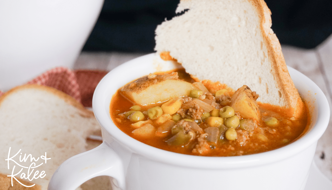 close up of Instant Pot Vegetable and Hamburger Soup 