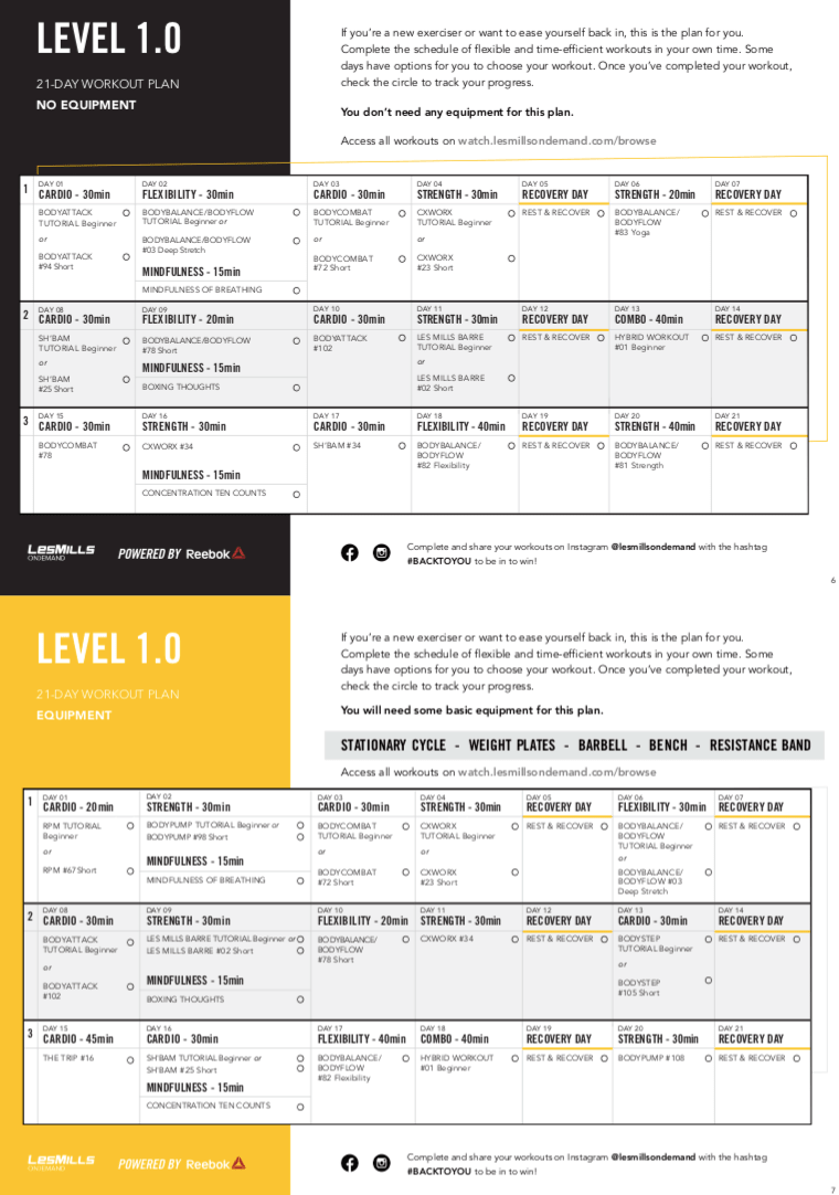 LES MILLS On Demand Calendars