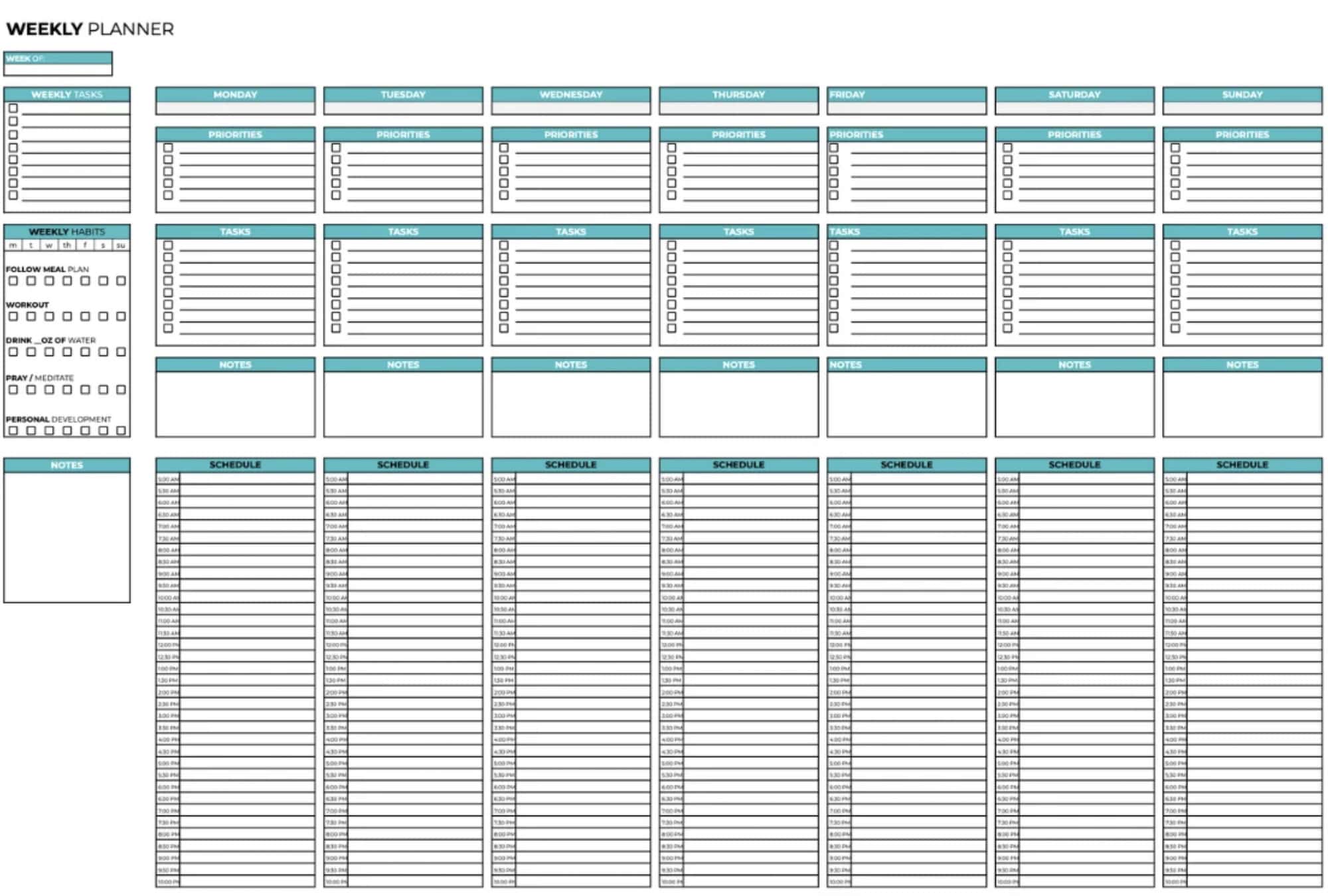 Weekly Planner Sample