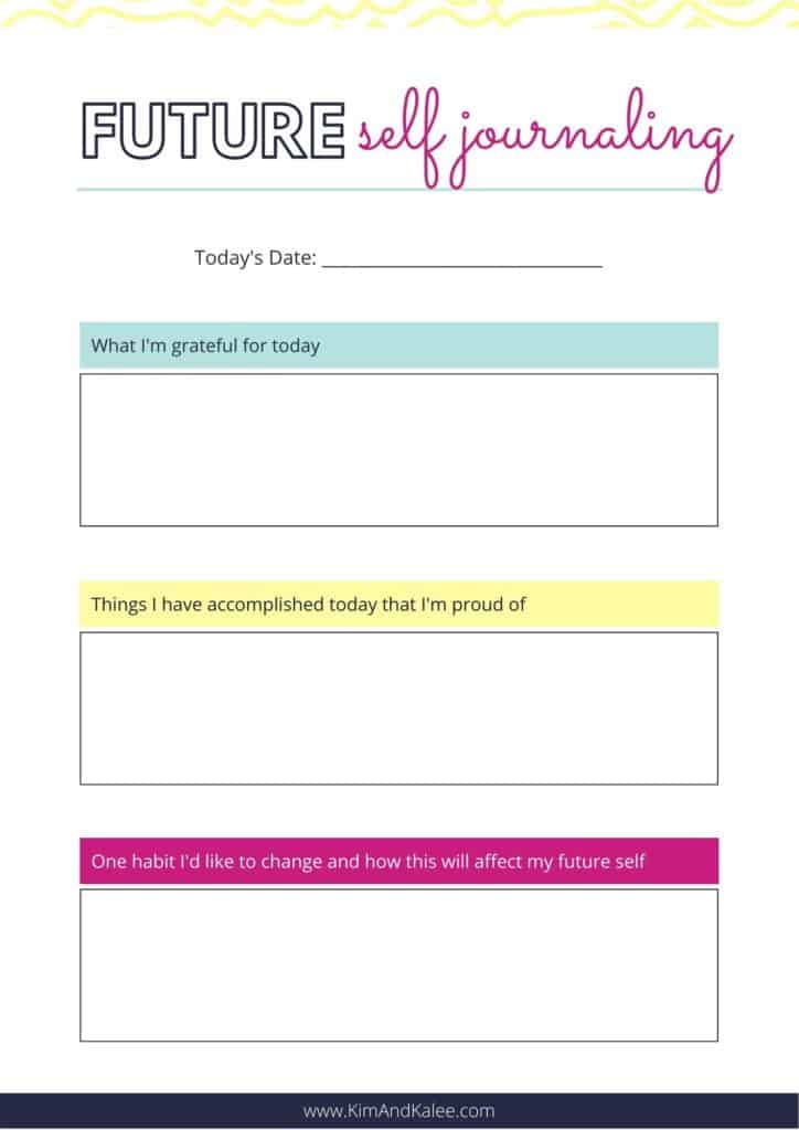 Sample page of our Future Self Journaling Template