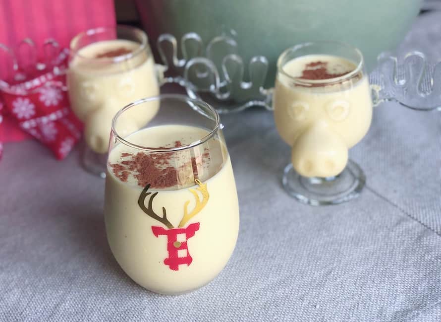 3 glasses of old fashioned homemade eggnog