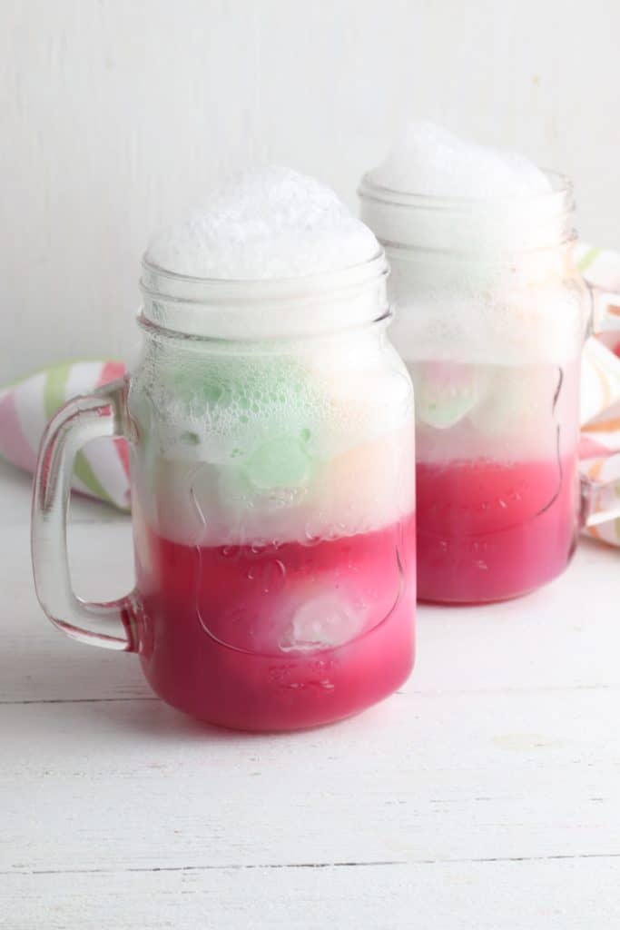 2 Rainbow Sherbet Float Punch with Sprite Mugs