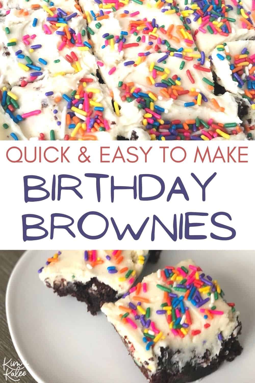 Quick and Easy to Make Birthday Brownies with White Vanilla Frosting and Sprinkles Collage