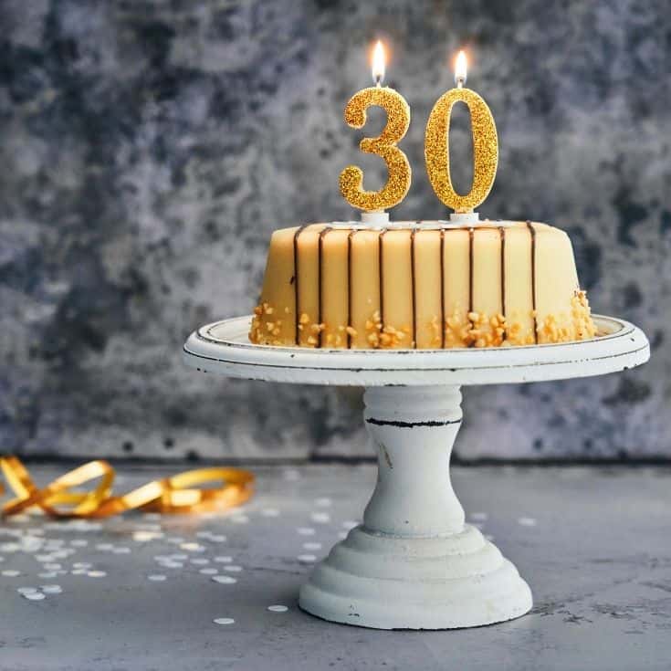 birthday cake with 30 candles