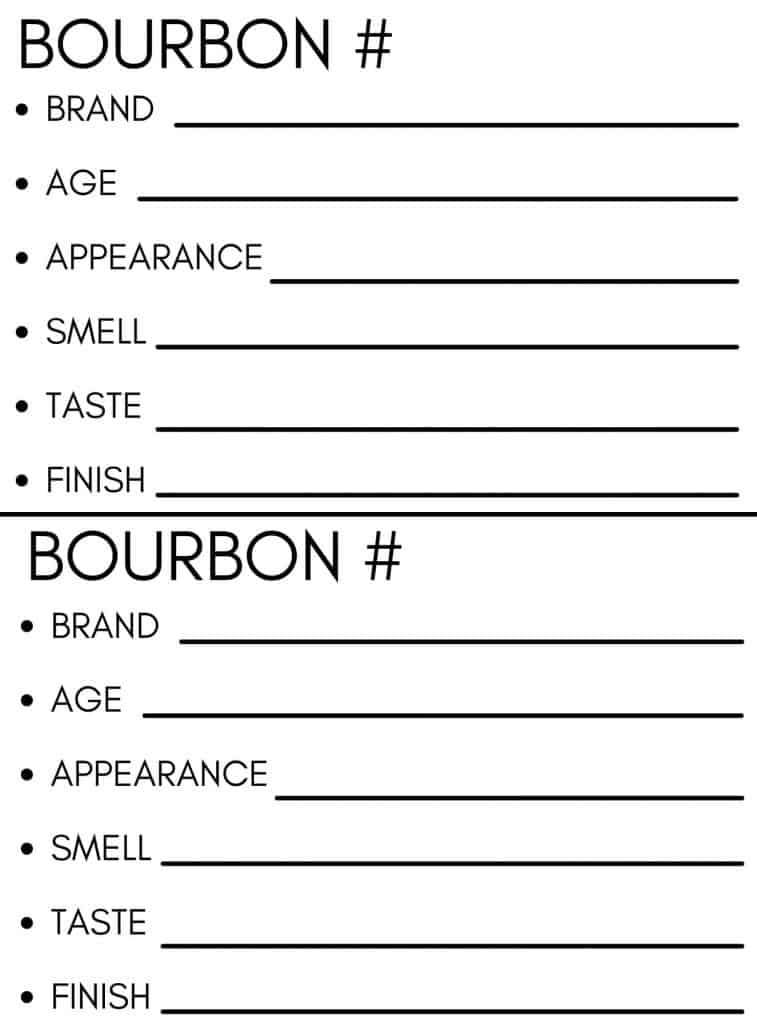 Bourbon Party Tasting Notes Template