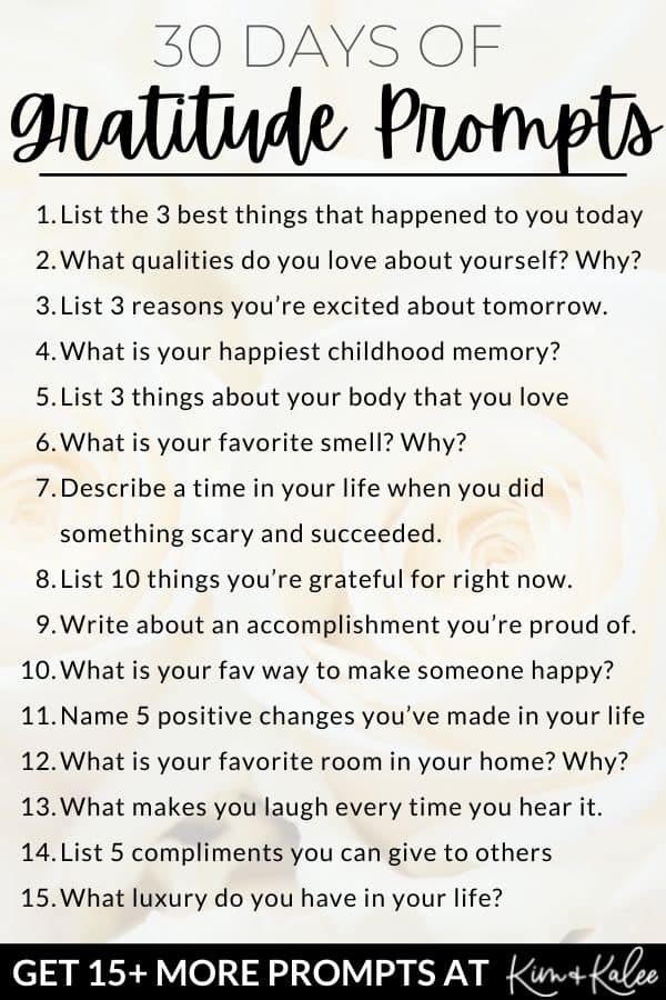 a list of 30 gratitude prompts