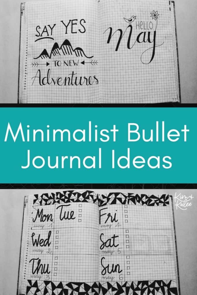 collage of 2 minimalist bullet journal weekly spread ideas