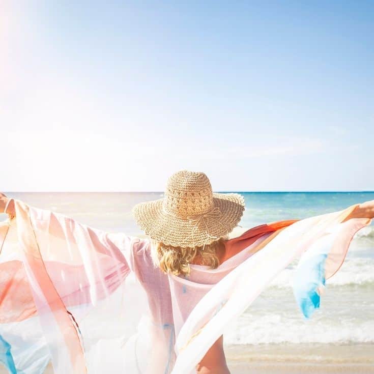 confident woman on the beach