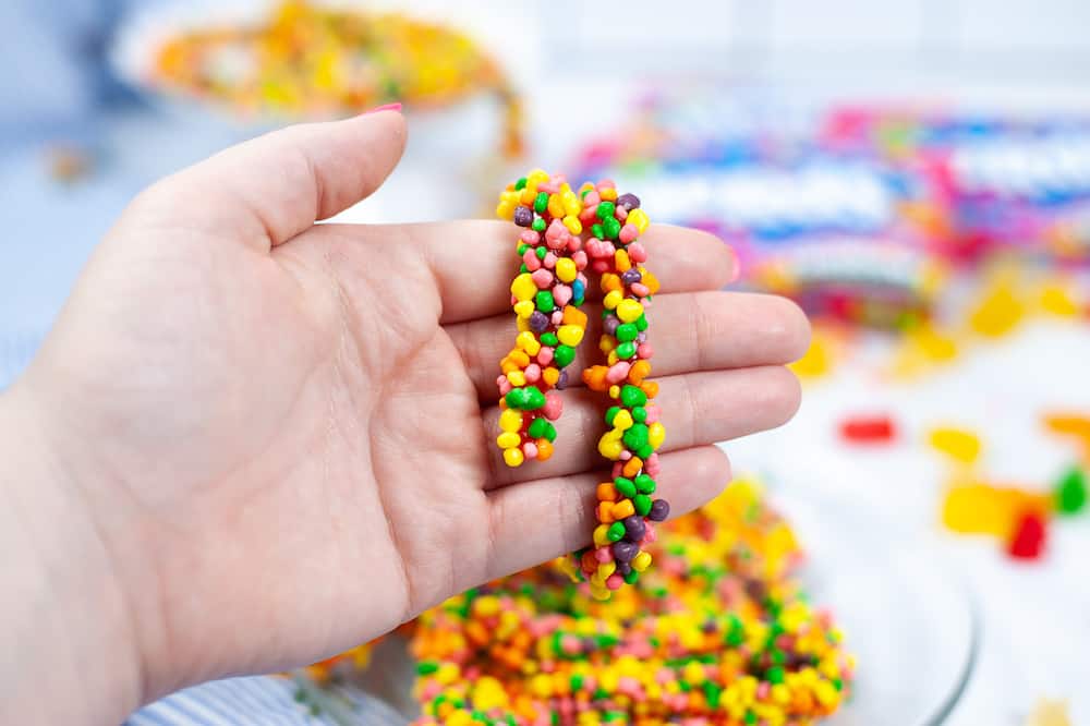 hand holding Nerds Rope