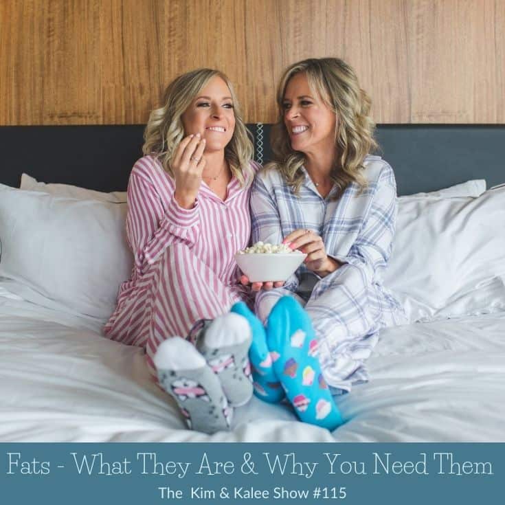 Kalee & Kim on bed eating popcorn in PJs