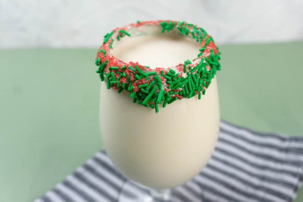 close up of Sugar Cookies for Santa Cocktail with sprinkles