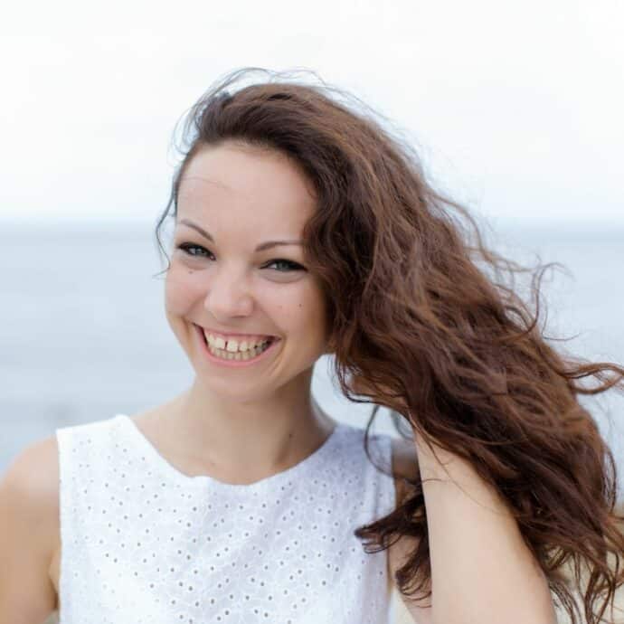 smiling girl with gapped teeth