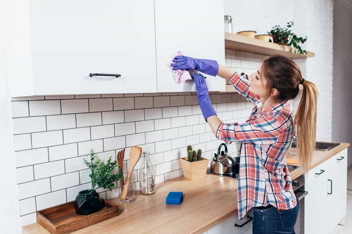 woman cleaning the kitchen