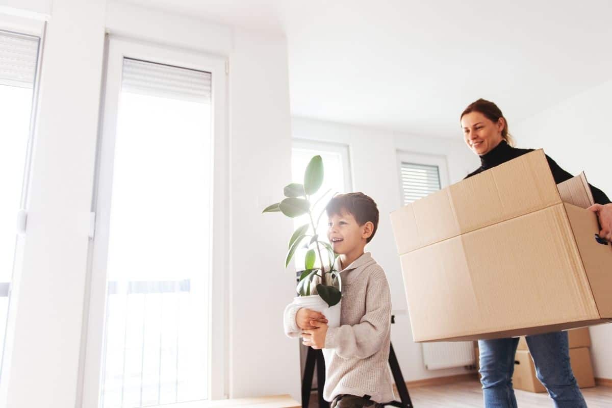 family in their new home