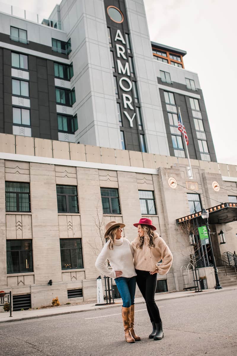 Kim and Kalee in front of the Armory