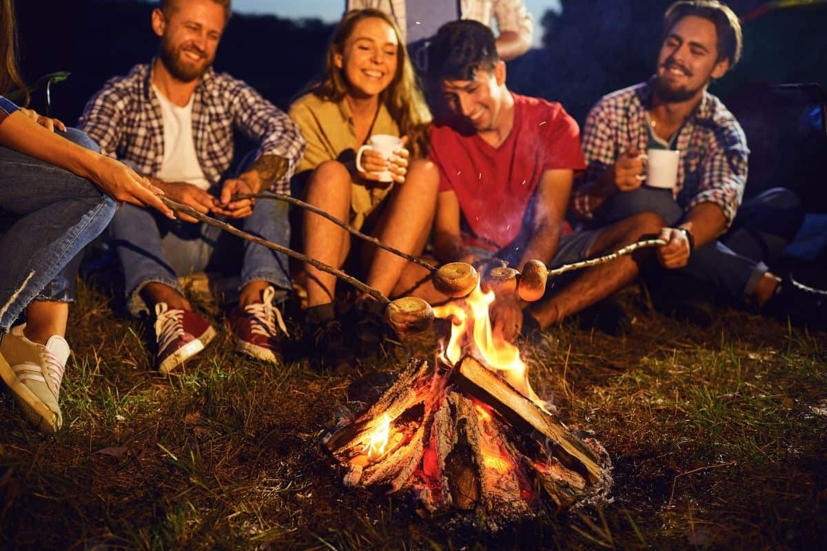 friends around a bonfire