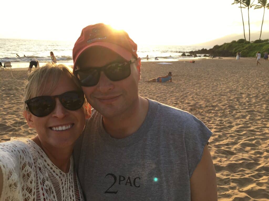 Jake and me on the beach at the Fairmont Hotel