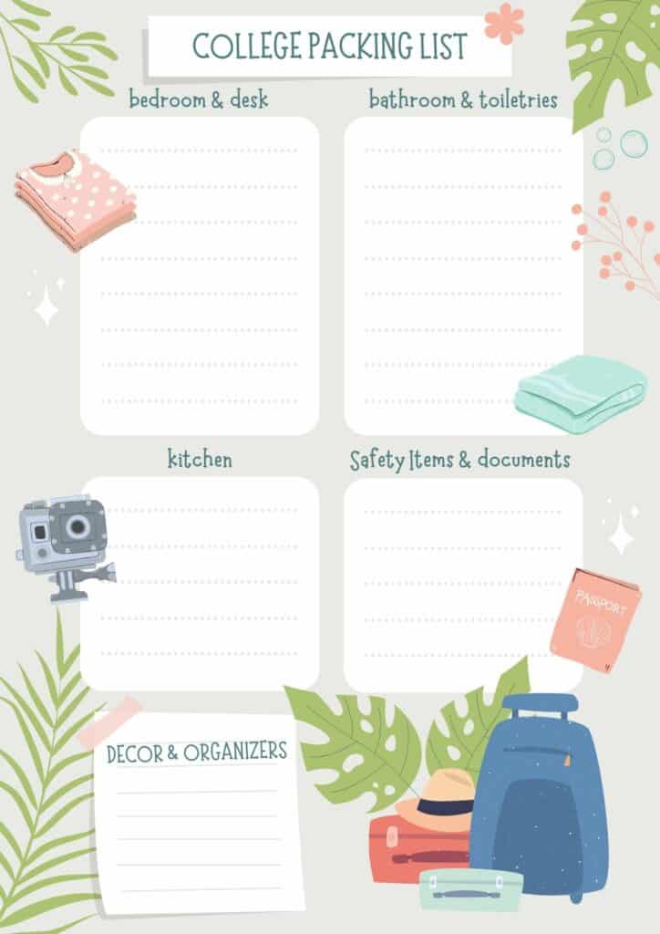 packing list template