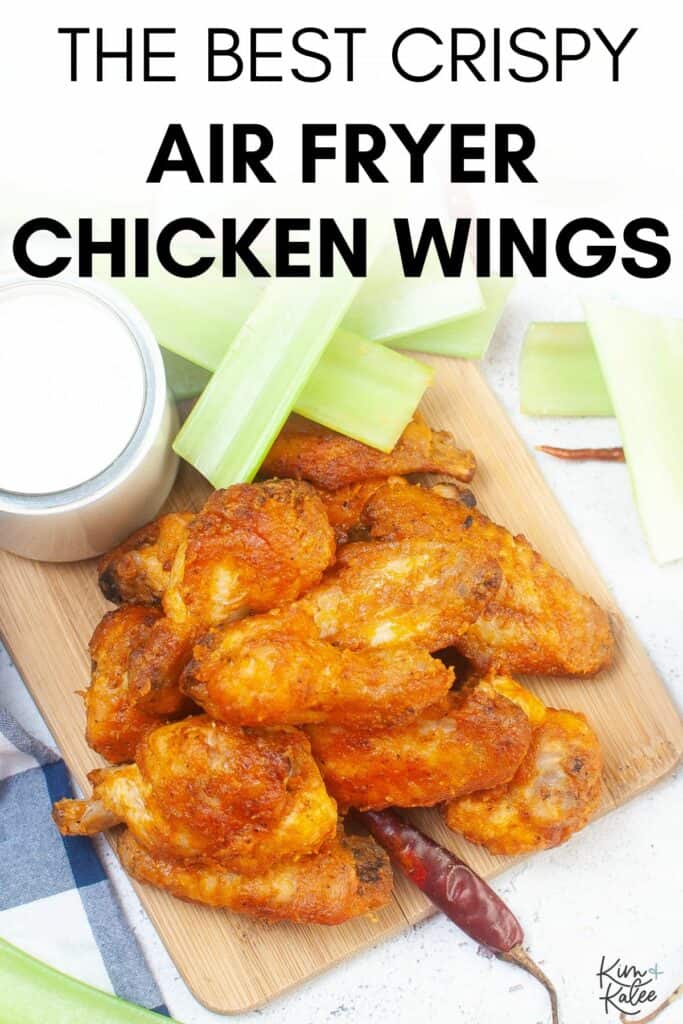 buffalo chicken wings with text overlay The best, crispy air fryer chicken wings