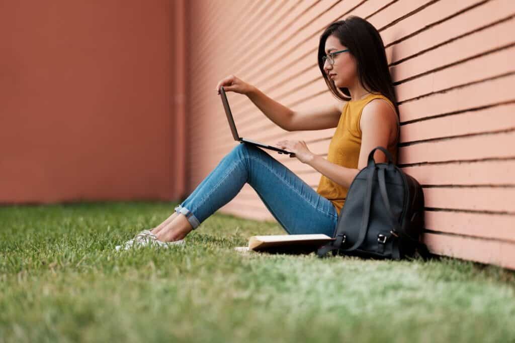 college kid on laptop