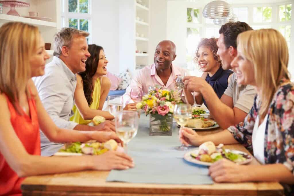 group of friends eating together