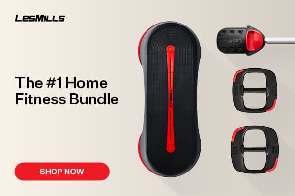 Les Mills At Home Fitness Bundle with workouts, smartstep, smartbar, and smartband