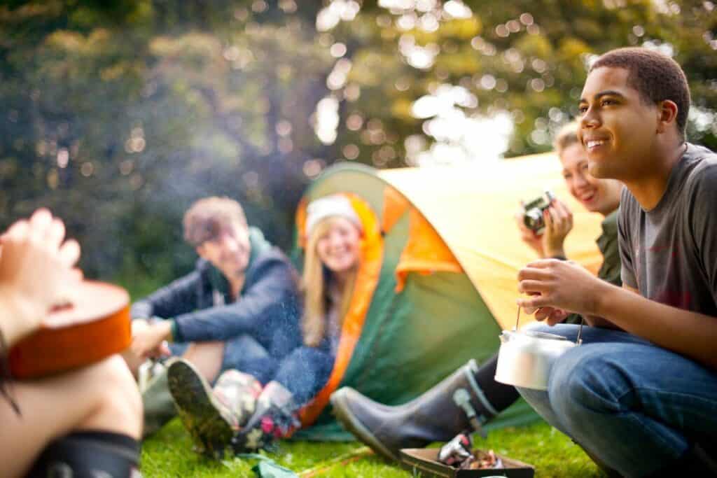 14 year old boy on a camping trip with friends