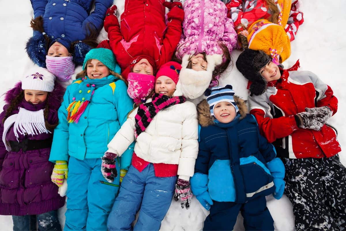 group of little kids in the snow