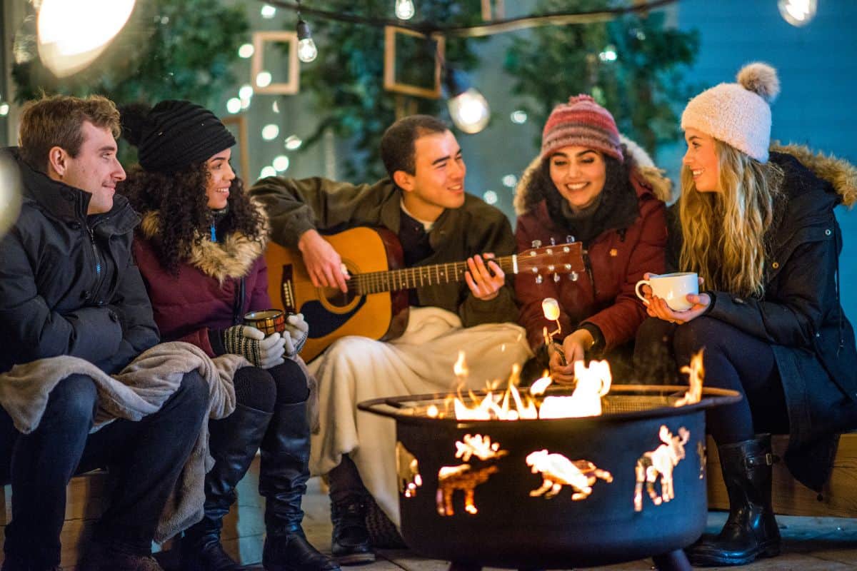 party outdoors in the winter