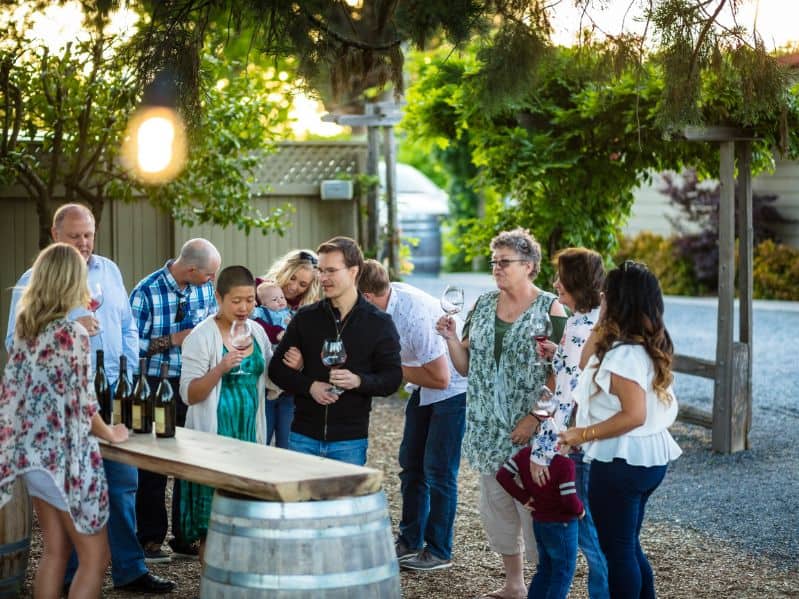 family doing a wine tasting