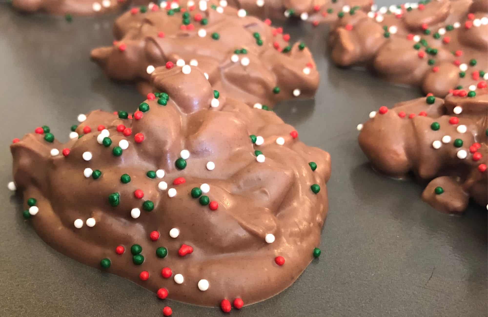 close up of candy on the cookie sheet