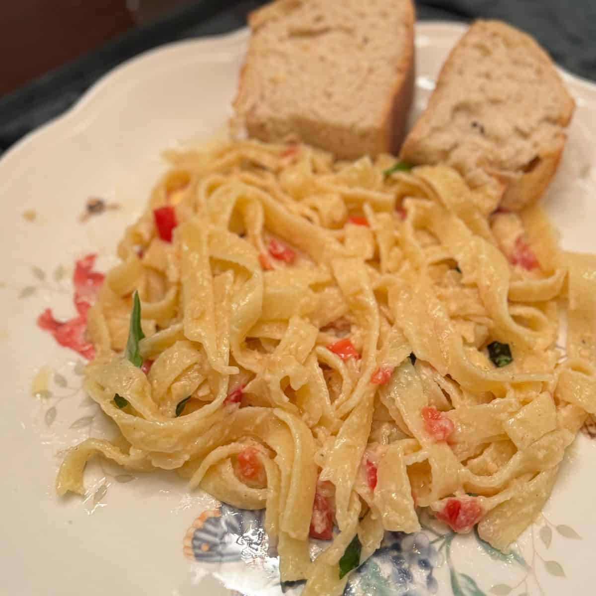 plate of creamy fettuccine alfredo