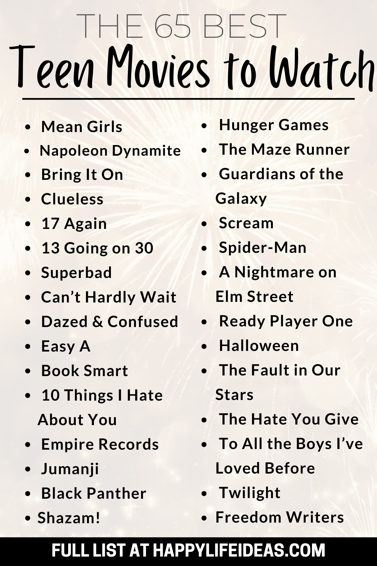 infographic with a sample of the best teen movies to watch