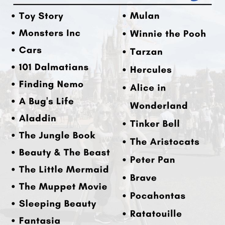 info graphic with the best g rated movies on disney plus
