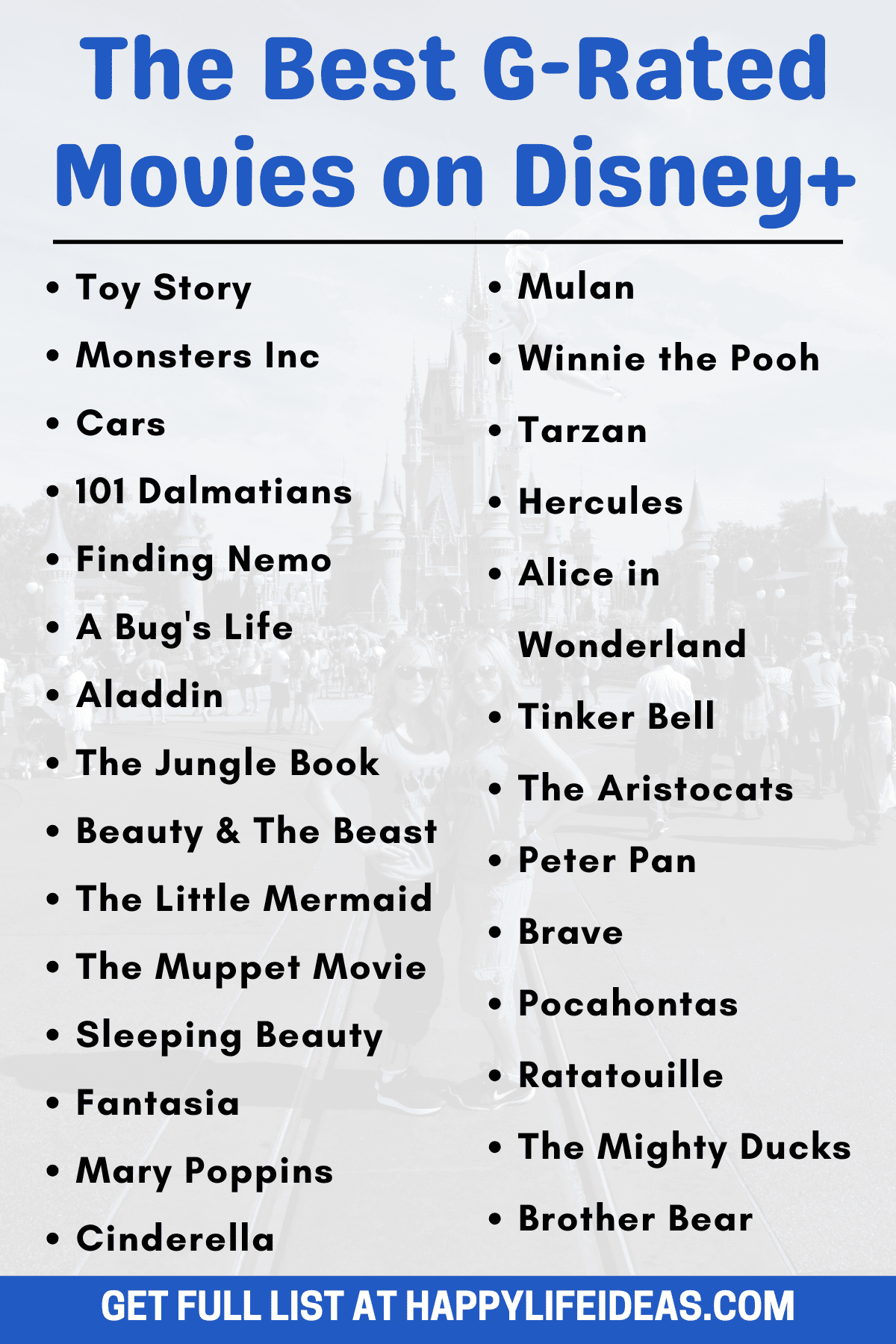 info graphic with the best g rated movies on disney plus